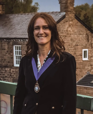 Cllr Johanna Maitland outside Bollington Civic Hall